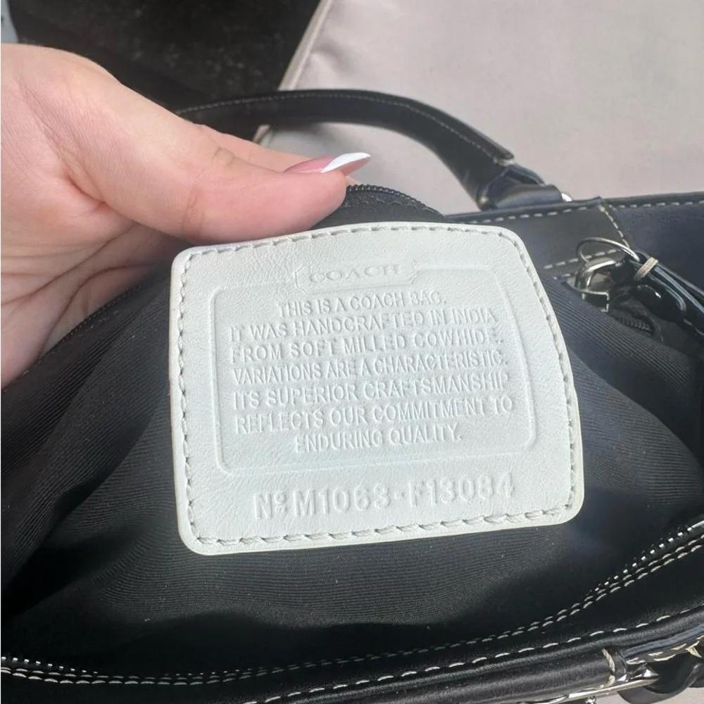 Coach Black and Cream Leather Satchel